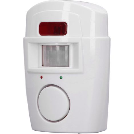 Alarme sans fil pour allée de garage avec détecteur de mouvement extérieur, télécommande antivol, signal sonore et lumineux, et mode silencieux. (1/5)