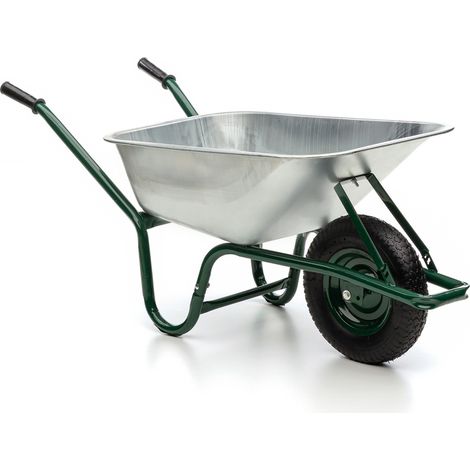 MIDORI® Schubkarre 100 Liter 210kg Luftreifen Bauschubkarre Gartenschubkarre verzinkt mit Stahlfelge (1/5)