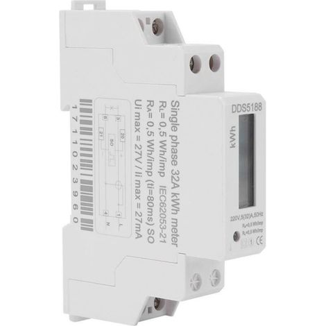 Contatore elettrico monofase 220V DDS5188 digitale LCD per montaggio su guida DIN, per contatori di kilowattora (kWh) 5-30A