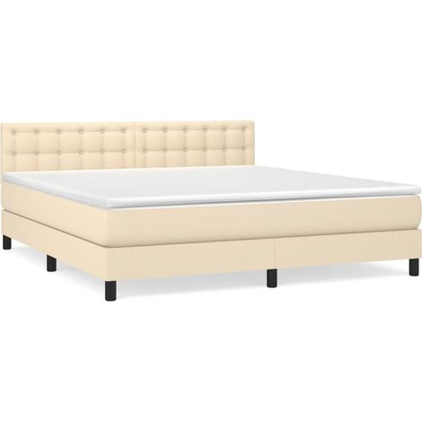 Maison Exclusive - Sommier à lattes de lit avec matelas Crème 160x200 cm Tissu (1/5)