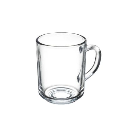 Tazza in vetro liscio con manico Barney 240 ml