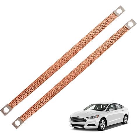 Lot de 2 Bandes de Mise à la Terre Voiture, Tresse de Cuivre 300mm, 6mm², Câble de Terre à Extrémités Étain, Universelle pour Automobile, Armoire de Contrôle, Machine (1/5)