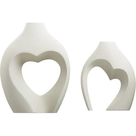 Set aus 2 minimalistischen, dekorativen weißen Vasen, perfekt als Mittelpunkt einer Hochzeit, eines Esszimmers, eines Wohnzimmers, eines Büros oder eines Zuhauses. (1/5)