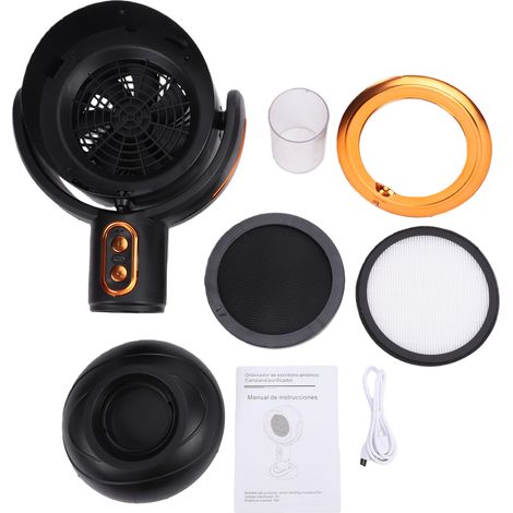 Ventilateur de fumée Rechargeable par USB, Angle silencieux, purificateur de bureau détachable et réglable pour la cuisine, barbecue, noir et or (1/5)