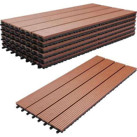 Noka - Suelo de exterior con clip 90x30 cm 6 losetas para jard�n, patio, terraza en WPC Oak (1/5)