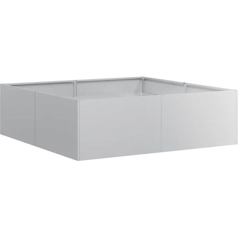 Jardinière carré 100 x 100 x 30 cm stable et décorative jardin balcon en acier galvanisé gris