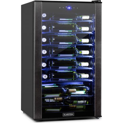 Klarstein – Cave à vin 36 bouteilles – Volume 95L – Température réglable 7-18°C – Porte en verre – Éclairage LED – Silencieuse 43 dB