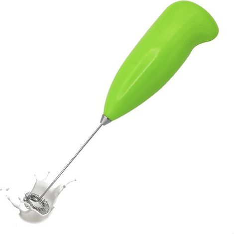 Mousseur à lait électrique portatif vert, ensemble de 5 couleurs, poignée ergonomique, tige en métal, dimensions 21,5 x 5,5 x 4 cm. (1/4)