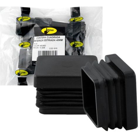 Schwarze quadratische innere Endkappe – 20 mm – 50 Stück