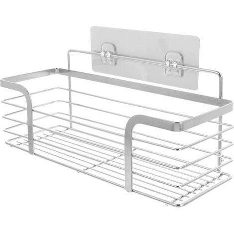 Mensola per bagno, 1 mensola in acciaio inox, mensola per doccia, mensola per doccia a parete, non richiede foratura, cestino per doccia, mensola da cucina, piccola mensola per la doccia, bagno (1/5)