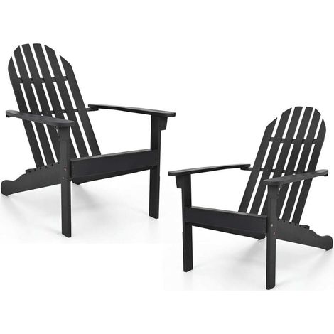 Jardin, terrasse ou piscine : lot de 2 fauteuils Adirondack en acacia, assise profonde et dossier haut incliné (1/5)