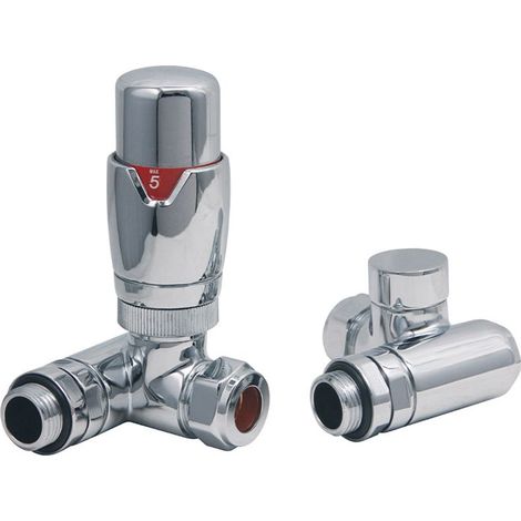 Heatwave Dual Fuel Chrome Thermostatic Corner Radiator Valve Set (1/2)