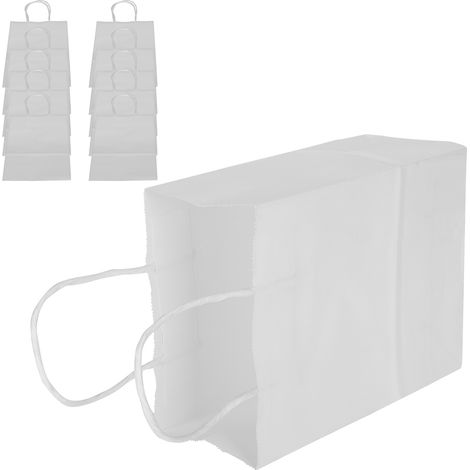 10 Sacs Cadeaux en Papier Kraft - Idéal pour Anniversaires, Mariages et Événements - 15x8x21cm Blanc (1/5)