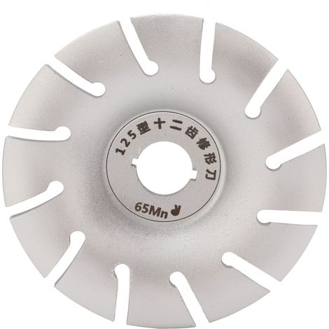 Disque à sculpter le bois, roue de façonnage 125 mm en acier inoxydable 12 dents, accessoire pour meuleuse d'angle argentée