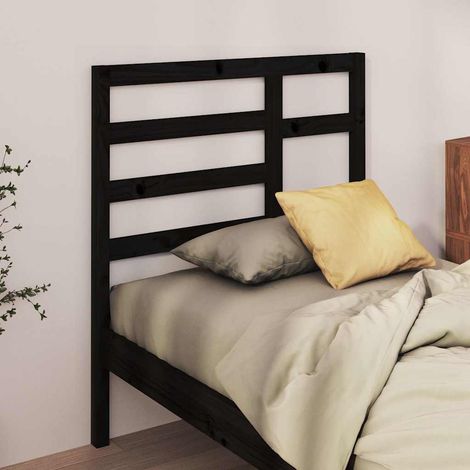 vidaXL Cabecero de cama madera maciza de pino negro 96x4x104 cm (1/5)