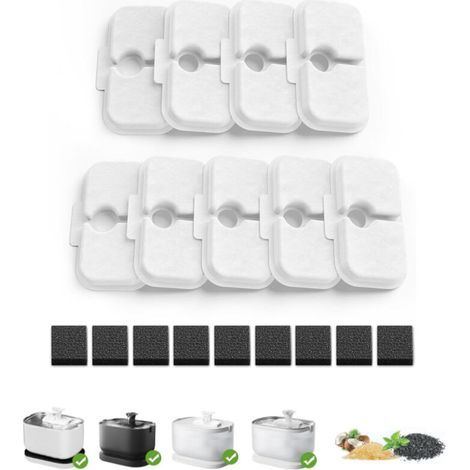 Set mit 9 Ersatzfiltern für Katzenbrunnen mit Vorfilterschwämmen, kompatibel mit dem PETLIBRO 2,5L Trinkbrunnen PLWF005/PLWF115 (1/5)