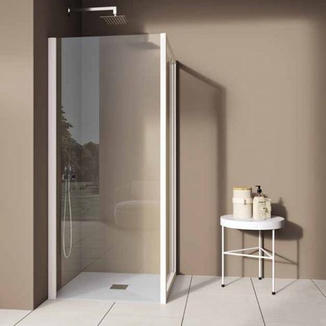 Samo - Paroi de douche fixe 77-81 cm Ht.190 cm profilé chromé brillant verre transparent - America quattro (1/2)