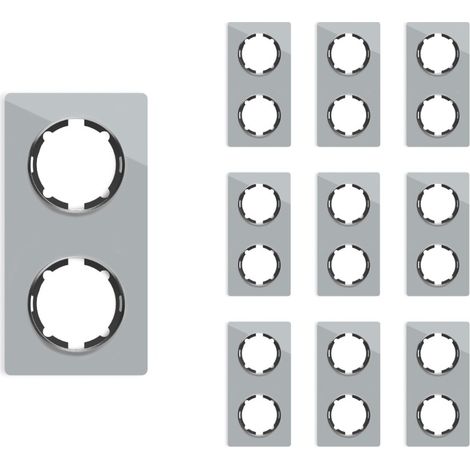 Plaque de finition Garda, en verre, vertical, 2 postes (lot de 10) - gris