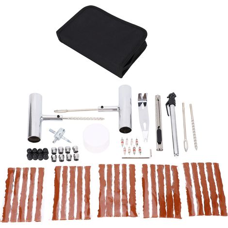 Kit di riparazione pneumatici da 60 pezzi - Acciaio temprato - Attrezzi resistenti per auto, moto, camion e veicoli stradali (1/5)
