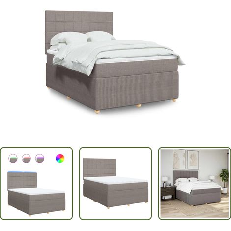 Matelas à ressorts ensachés - Sommier à lattes de lit avec matelas Taupe 140x190 cm Tissu (1/5)