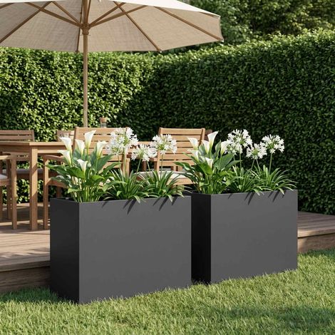 vidaXL Macetero de Jardín 2 uds. Negro 60 x 30 x 40 cm (1/5)