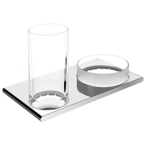 Support double verre EDITION 400 et étagère nickel poli KEUCO