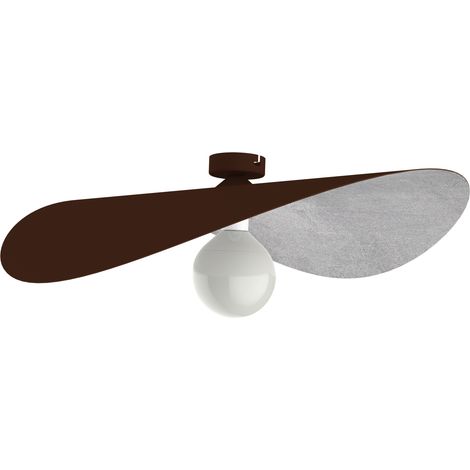 LUMICOM PIUMA Plafoniera, 1X E27, max 42W, metallo, marrone corten/foglia argento, D.60cm (1/4)