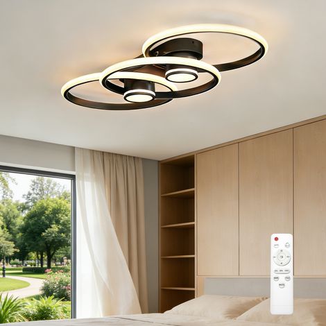 doporro Lámpara de Techo LED Negro 70W con Control Remoto IR, 750×325×95 mm, Regulable 3000K–6000K, Diseño Moderno, Acero al Carbono + Aluminio + Silicona, Nuvora02 (1/5)