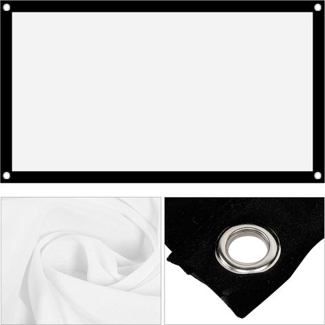 Écran Projection 40' 16:9, Polyester  Rideau projection blanc polyester 40 pouces, sans plis, portable 16:9, épais (1/5)
