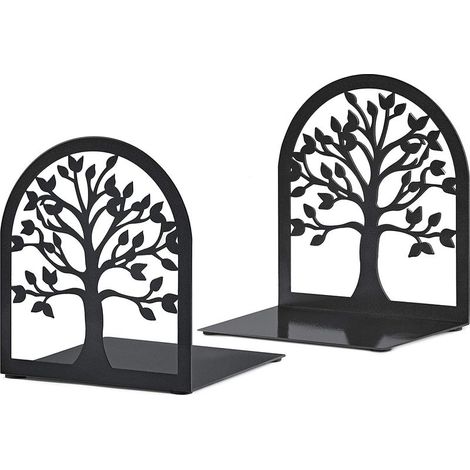 Serre-livres décoratifs, serre-livres arbre de vie, serre-livres en métal, serre-livres noirs, serre-livres pour étagères, serre-livres pour livres lourds, porte-livres pour bureau à domicile, serre-l (1/4)