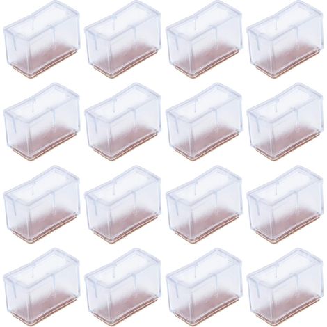 Set mit 16 quadratischen Stuhlbeingleitern, quadratischen Füßen, Bodenschonern für Möbel- und Tischbeine, rechteckigen PVC-Antirutschpads (1/4)