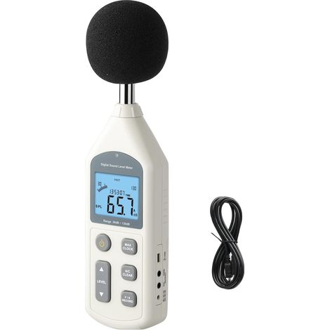 Medidor de decibelios, sonómetro con pantalla retroiluminada, medidor de db disponible por USB de 30 a 130 dB, EC651 y ANSI S1.4 A/C, medidor de ruido con grabaciones (1/5)