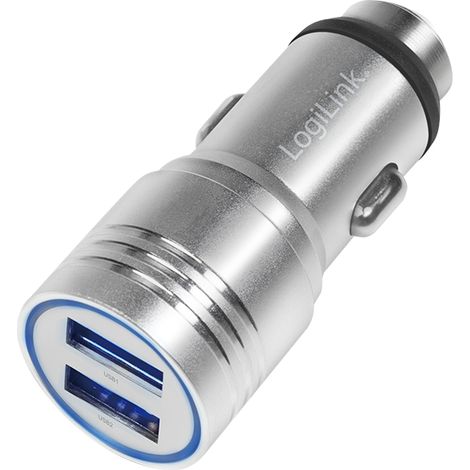 Cargador de coche USB Logilink de 10,5 W con martillo de emergencia, 2 puertos USB de 5 V/2,1 A (1/5)