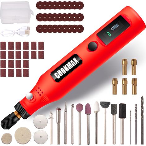 Mini Outil Rotatif Sans Fil avec Écran de Travail, Kit Meuleuse 3 Vitesses avec 72 Accessoires, Outil de Chargement USB-C pour Art et Artisanat, Ponceuse, Polissage, Meulage et Petits Travaux (1/5)
