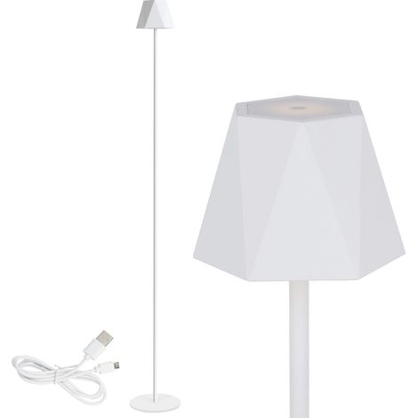 Lampadaire LED rechargeable par USB sans fil avec variateur d'intensité en métal pour intérieur et extérieur IP54 Blanc 10014 (1/5)