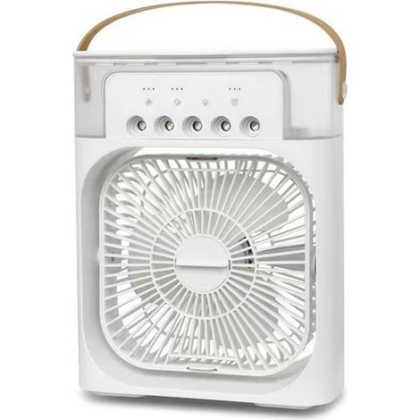 Tragbarer Sprühventilator mit Wassersprühfunktion, 3 Geschwindigkeitsstufen, für Büro, Zuhause und Auto – Weiß – KZQ (1/4)