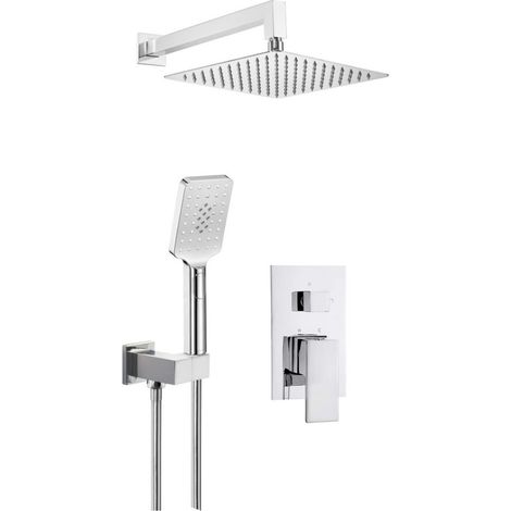 Set doccia a incasso con miscelatore doccetta e soffione quadrato finitura cromo - Anevo