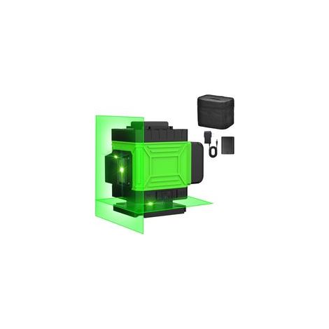 8 Ligne, Niveau Laser Autonivelant, 360°, ètres Laser Vert, Rechargeable Laser de Chantier, Horizontal et Vertical Laser Croisé pour Décoration de Maison et Exterieur, Sac de Protection