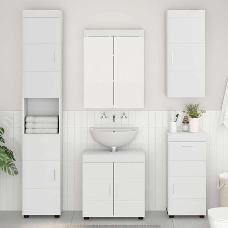 Badezimmer-Wandschrank mit Regal TULUM Weiß 37 x 24,5 x 86 cm