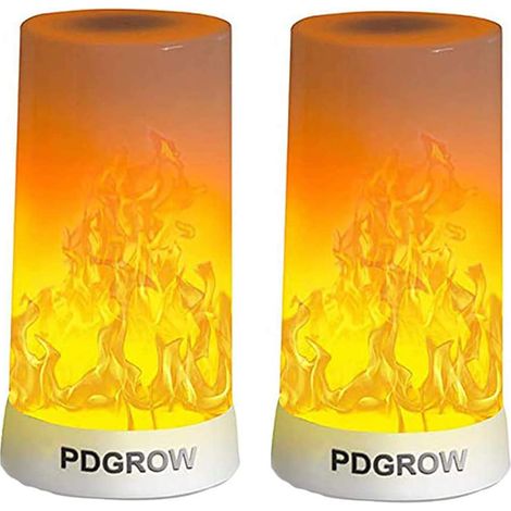 Lampada Effetto Fiamma 2PCS, PDGROW Lampada a Fiamma a LED Ricaricabile Tramite USB Impermeabile Luce Notturna a Fiamma con Base Magnetica e Ganci in Metallo per Natale, Feste, Interni ed Esterni (1/4)