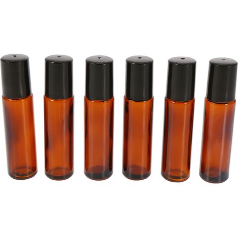 Beyamis Flacon roll-on en verre ambré de 10 ml, pot d'huile essentielle, bille en acier inoxydable de 2 ml (1/5)