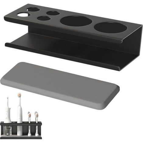 Porte Brosse à Dents Mural, Support Brosse a Dent Electrique, Toothbrush Holder sans Percage, Support Brossette Auto-Adhésif, Absorbe l'eau et Résiste à l'Humidité, Noir