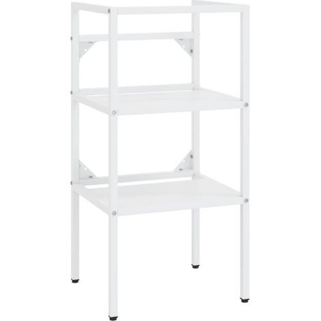 Structure minimale de lavabo de bain blanc en fer avec 2 mesures différentes taille : 40 x 38 x 83 cm (1/5)