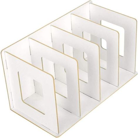 Organiseur de bureau en bois détachable, étagère à 4 compartiments pour magazines, classeurs, classeurs, carnets et CD. (1/5)