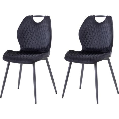 Esszimmerstühle 2er-Set, Polsterstühle mit Metallbeinen, Schwarz (1/5)