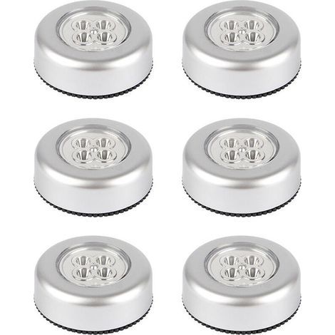Set of 6 battery-powered, wireless touch lights, Stick Tap Touch Lamp, Stick-on Push Light for closets, cabinets, countertops or laundry rooms, wireless touch light, battery not included, 4 lights (1/5)