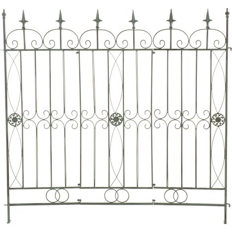 Recinzione da giardino in ferro battuto verde invecchiato 124 cm – barriera decorativa in metallo per uso esterno 100008103