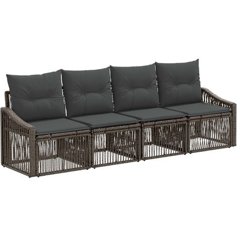 Gartensofa-set 4 pcs Grau Poly-Rattan vidaXL