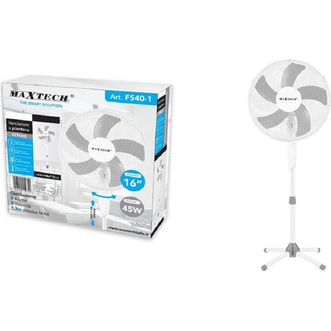 Trade Shop - Standventilator, 130 cm, 3 Geschwindigkeiten, 45 W, 40,6 cm, Oszillationsfunktion, FS40-1 - (1/3)