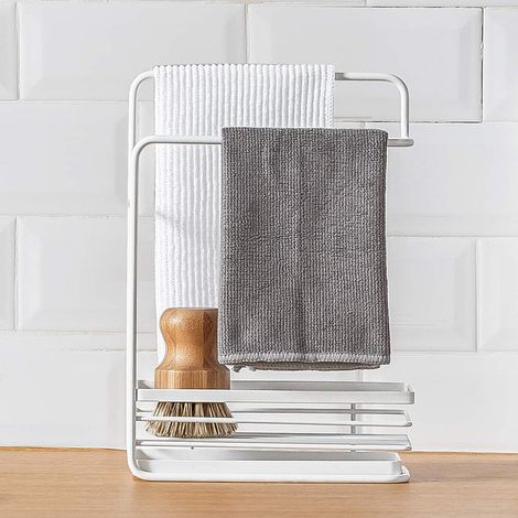 Égouttoir à éponges avec bac de récupération, organisateur de comptoir de cuisine pour éponges, brosses, savon à vaisselle et torchons.-AquaForge (1/5)
